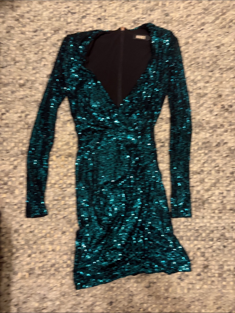 Bookie Teal Sequin Long-Sleeve Dress